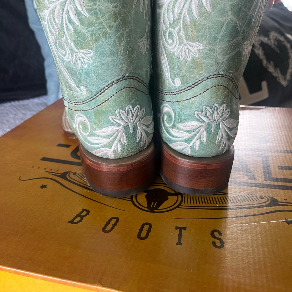 NIB 7.5 8 Corral Turquoise Blue Green Country Western Boots White Embroidery - Picture 5 of 6